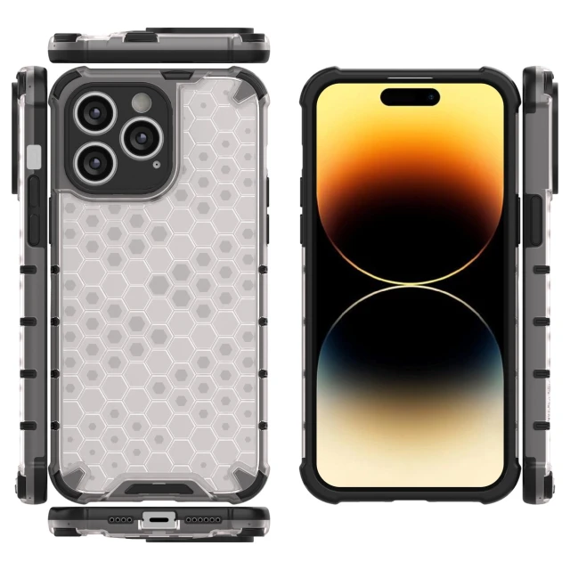 Чохол Hurtel Honeycomb для iPhone 14 Pro Black (5907769348945)