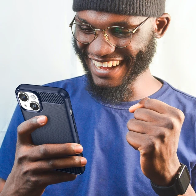 Чохол Hurtel Carbon Case для iPhone 14 Plus Blue (5907769349515)