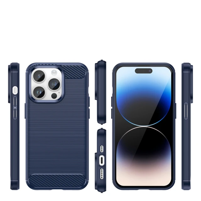 Чохол Hurtel Carbon Case для iPhone 14 Pro Blue (5907769349539)