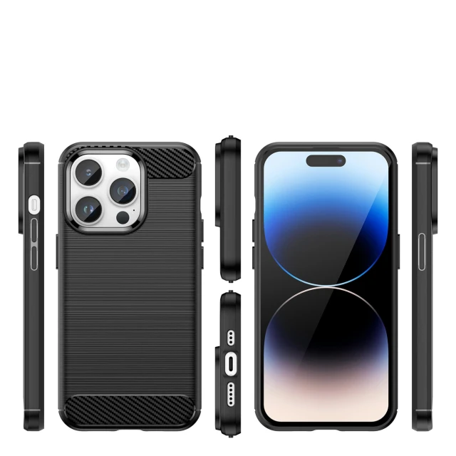 Чохол Hurtel Carbon Case для iPhone 14 Pro Max Black (5907769349546)