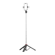 Штатив Hurtel WC13YDS телескопічний 1.3м з подвійною лампою та тримачем для телефону Чорний (5907769360619)