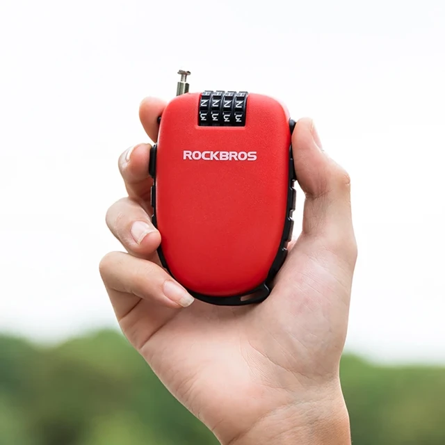 Замок велосипедний Rockbros 32420981001 з тросом що згортається - червоний (Rockbros-32420981001)
