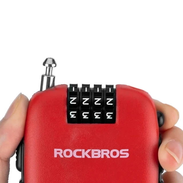 Замок велосипедний Rockbros 32420981001 з тросом що згортається - червоний (Rockbros-32420981001)