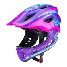 Kask rowerowy Rockbros TT-32SBPP-S dziecięcy z odpinaną szczęką rozmiar S - fioletowo-różowy (Rockbros-TT-32SBPP-S)
