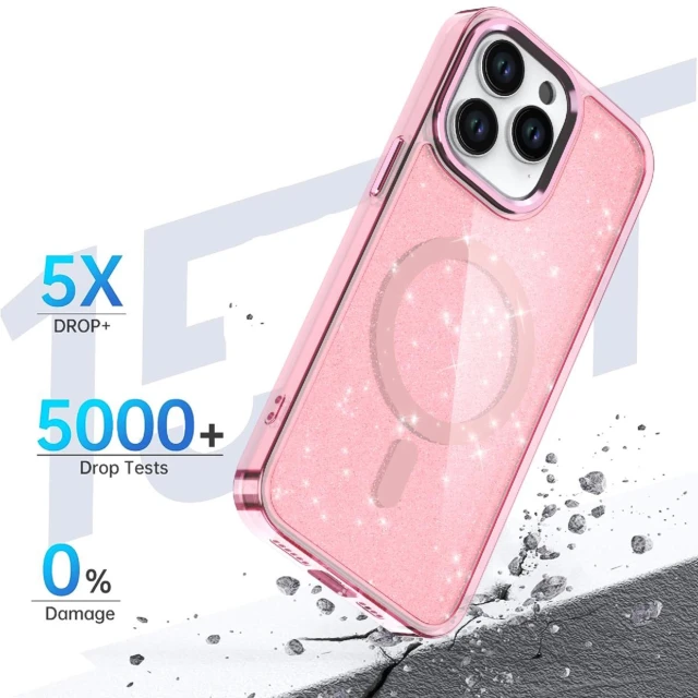 Чохол Hurtel Glitter Case для iPhone 16 Pro Max Pink with MagSafe (Magsafe Glitter Case MagSafe for iPhone 16 Pro Max Pink)