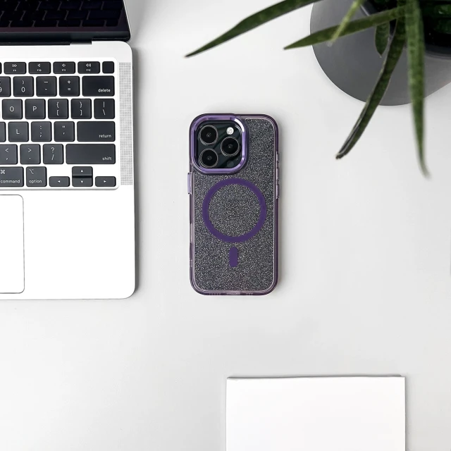 Чехол Hurtel Glitter Case для iPhone 16 Pro Max Purple with MagSafe (Magsafe Glitter Case MagSafe for iPhone 16 Pro Max Purple)