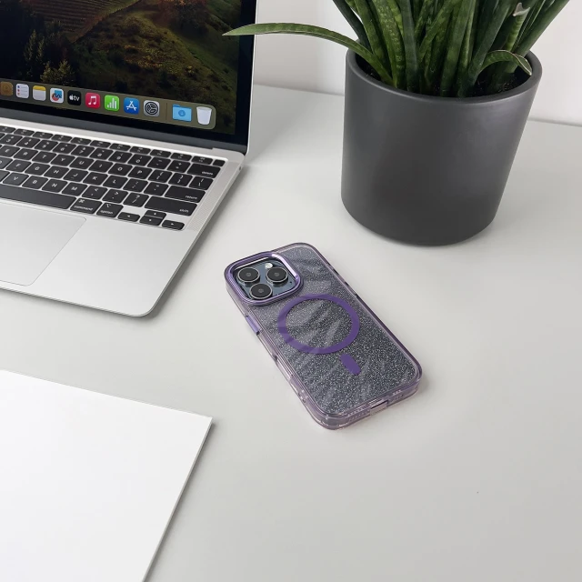 Чехол Hurtel Glitter Case для iPhone 16 Pro Max Purple with MagSafe (Magsafe Glitter Case MagSafe for iPhone 16 Pro Max Purple)