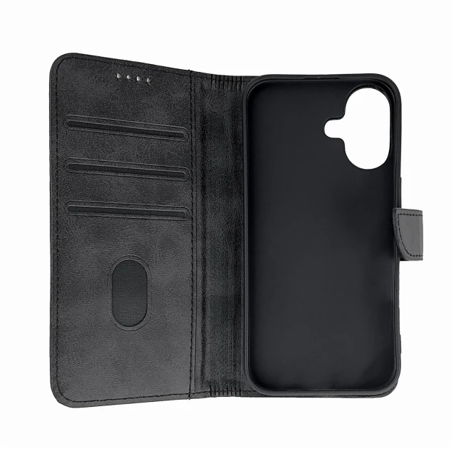 Чохол Hurtel Leather Book Case для iPhone 16 Чорний (Leather Book Case for iPhone 16 Black)