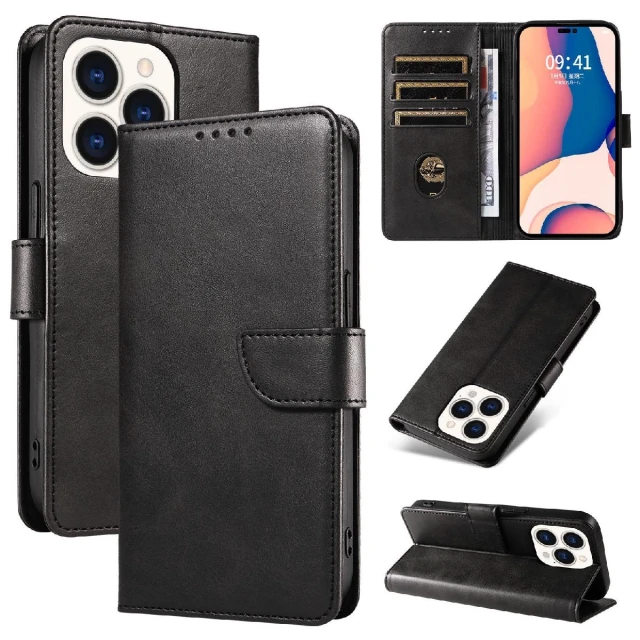Чохол Hurtel Leather Book Case для iPhone 16 Pro Black (Leather Book Case for iPhone 16 Pro Black)
