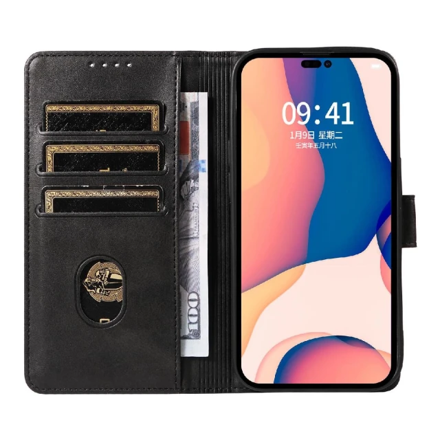 Чохол Hurtel Leather Book Case для iPhone 16 Pro Max Чорний (Leather Book Case for iPhone 16 Pro Max Black)