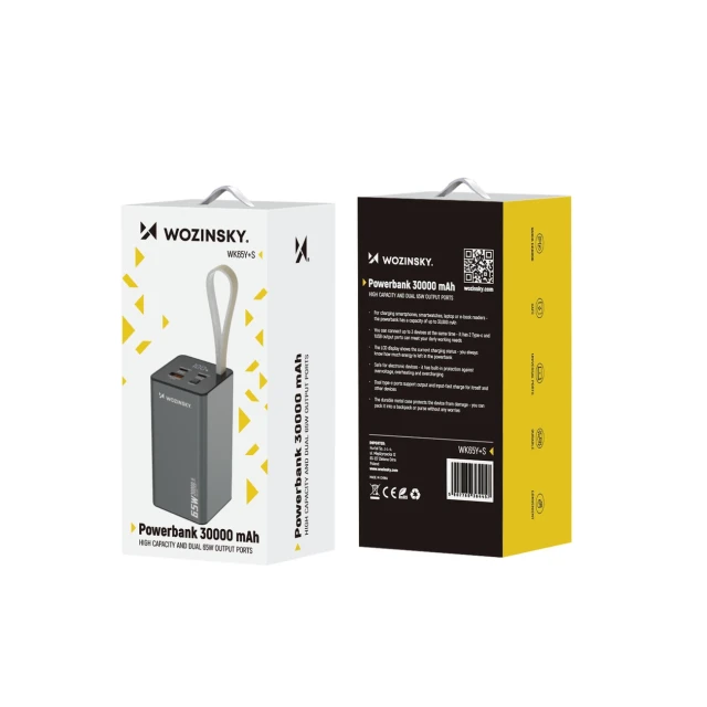 Портативний зарядний пристрій Wozinsky 65W 30000mAh Black (WK65Y+S)