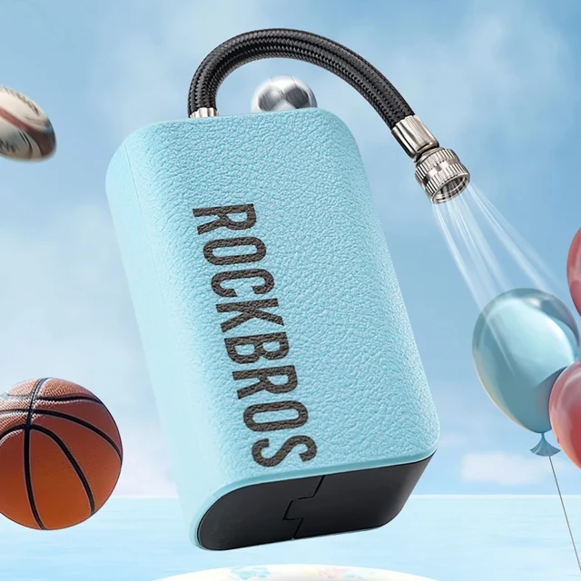 Електричний насос Rockbros 42520006001 компресор з цифровим дисплеєм для м'ячів/кульок синій (Rockbros-42520006001)