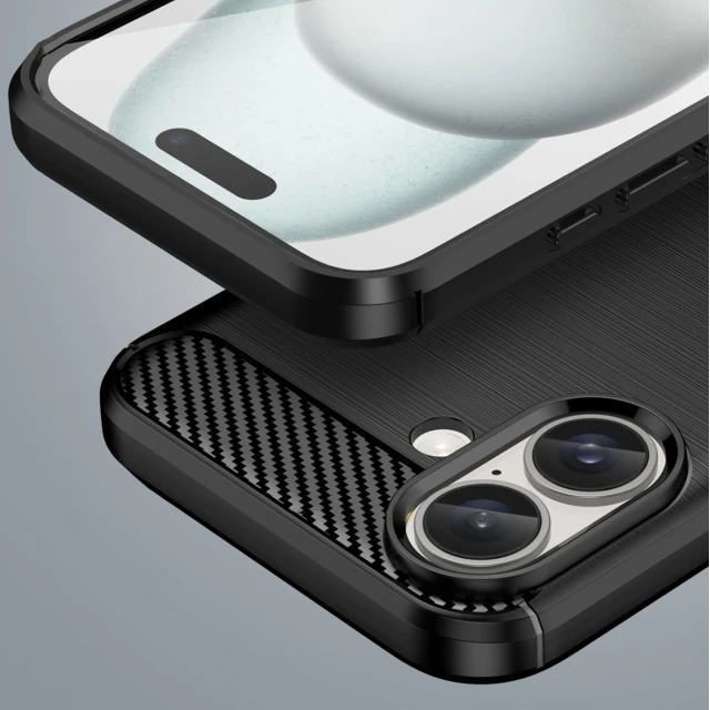 Чехол Hurtel Carbon Case для iPhone 16 Black (Carbon case iPhone 16 black)