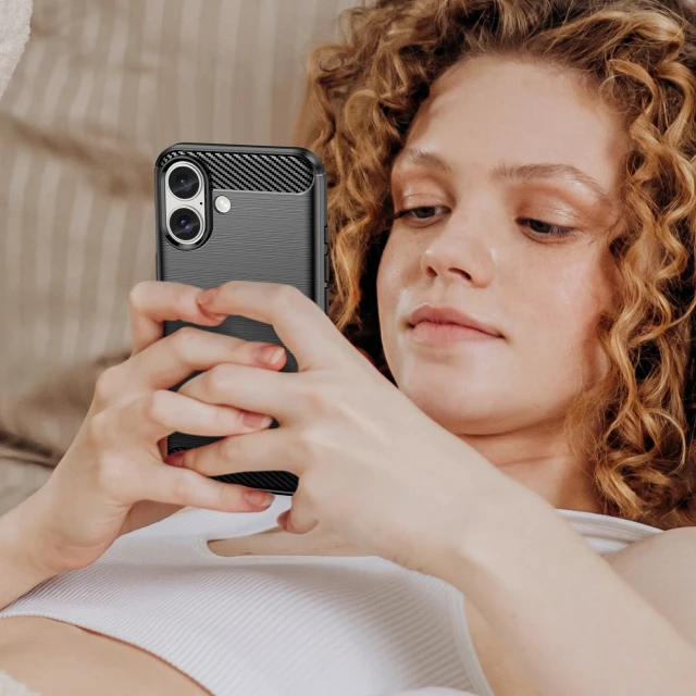 Чехол Hurtel Carbon Case для iPhone 16 Black (Carbon case iPhone 16 black)