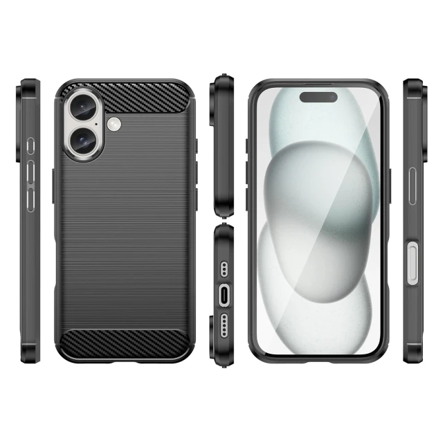 Чехол Hurtel Carbon Case для iPhone 16 Black (Carbon case iPhone 16 black)