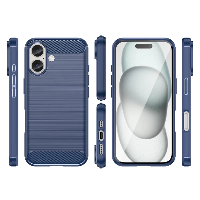 Чохол Hurtel Carbon Case для iPhone 16 Plus Синій (Carbon case iPhone 16 Plus blue)