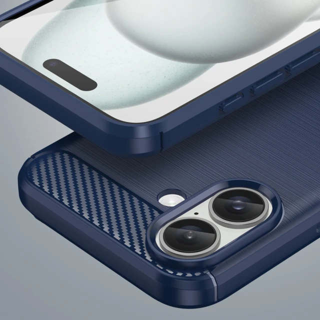 Чохол Hurtel Carbon Case для iPhone 16 Plus Синій (Carbon case iPhone 16 Plus blue)