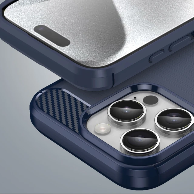 Чохол Hurtel Carbon Case для iPhone 16 Pro Blue (Carbon case iPhone 16 Pro blue)