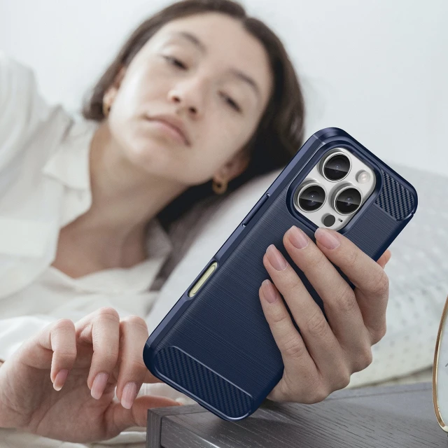 Чохол Hurtel Carbon Case для iPhone 16 Pro Blue (Carbon case iPhone 16 Pro blue)