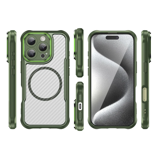 Чохол Hurtel Leading Series для iPhone 16 Pro Зелений with MagSafe (Hybrid Armor iPhone 16 Pro green)