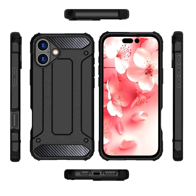 Чехол Hurtel Hybrid Armor для iPhone 16 Черный (Hybrid Armor iPhone 16 black)