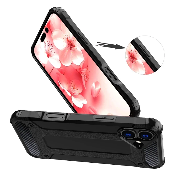 Чохол Hurtel Hybrid Armor для iPhone 16 Plus Чорний (Hybrid Armor iPhone 16 Plus black)
