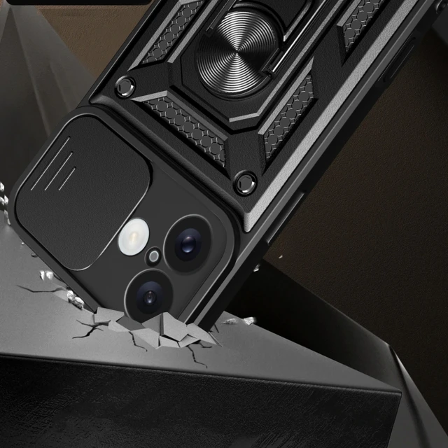 Чохол Hurtel Hybrid Armor Camshield для iPhone 16 Чорний with MagSafe (Hybrid Armor Camshield iPhone 16 black)