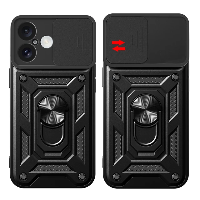 Чохол Hurtel Hybrid Armor Camshield для iPhone 16 Чорний with MagSafe (Hybrid Armor Camshield iPhone 16 black)