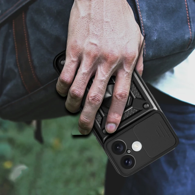 Чехол Hurtel Hybrid Armor Camshield для iPhone 16 Plus черный (Hybrid Armor Camshield iPhone 16 Plus black)