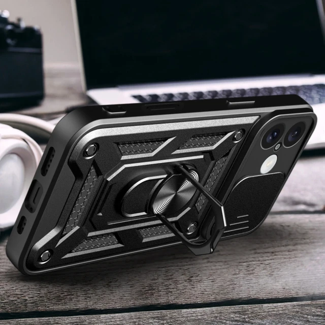 Чехол Hurtel Hybrid Armor Camshield для iPhone 16 Plus черный (Hybrid Armor Camshield iPhone 16 Plus black)