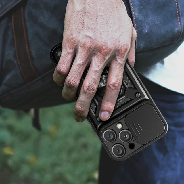 Чохол Hurtel Hybrid Armor Camshield для iPhone 16 Pro Чорний with MagSafe (Hybrid Armor Camshield iPhone 16 Pro black)