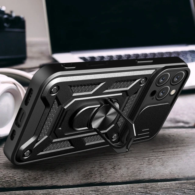 Чохол Hurtel Hybrid Armor Camshield для iPhone 16 Pro Чорний with MagSafe (Hybrid Armor Camshield iPhone 16 Pro black)