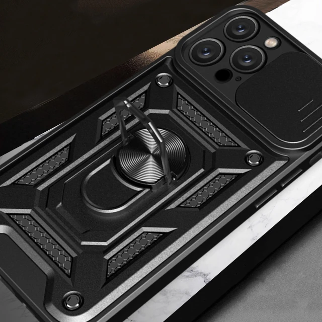 Чохол Hurtel Hybrid Armor Camshield для iPhone 16 Pro Чорний with MagSafe (Hybrid Armor Camshield iPhone 16 Pro black)