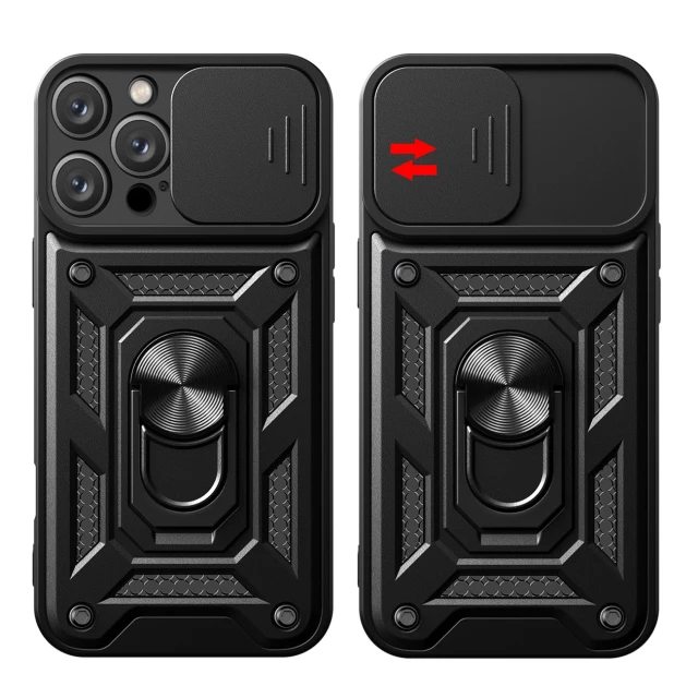 Чохол Hurtel Hybrid Armor Camshield для iPhone 16 Pro Max чорний (Hybrid Armor Camshield iPhone 16 Pro Max black)