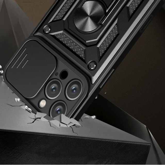 Чохол Hurtel Hybrid Armor Camshield для iPhone 16 Pro Max чорний (Hybrid Armor Camshield iPhone 16 Pro Max black)