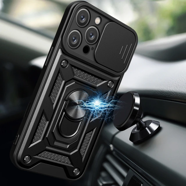 Чохол Hurtel Hybrid Armor Camshield для iPhone 16 Pro Max чорний (Hybrid Armor Camshield iPhone 16 Pro Max black)
