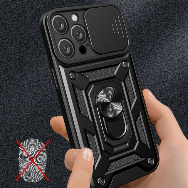 Чохол Hurtel Hybrid Armor Camshield для iPhone 16 Pro Max чорний (Hybrid Armor Camshield iPhone 16 Pro Max black)