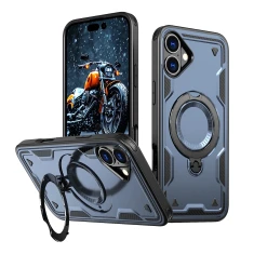 Чохол Hurtel Hybrid Armor Trendy для iPhone 16 Синій with MagSafe (Hybrid Armor Trendy color matching MagSafe iPhone 16 navy blue)