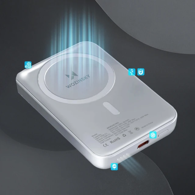 Powerbank Wozinsky WRW349YWS магнітний 10000 mAh White (5907769366093)
