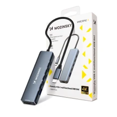 USB-хаб Wozinsky 6-in-1 USB-C Multifunctional with Cable 0.25m Gray (5907769366437)