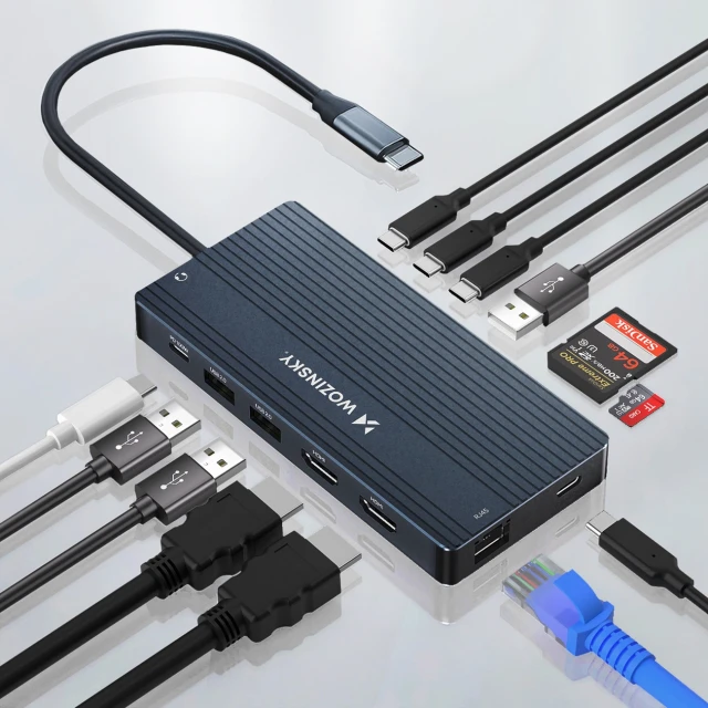 USB-хаб Wozinsky 14-in-1 USB-C Multifunctional with Cable 0.15m Gray (5907769366444)