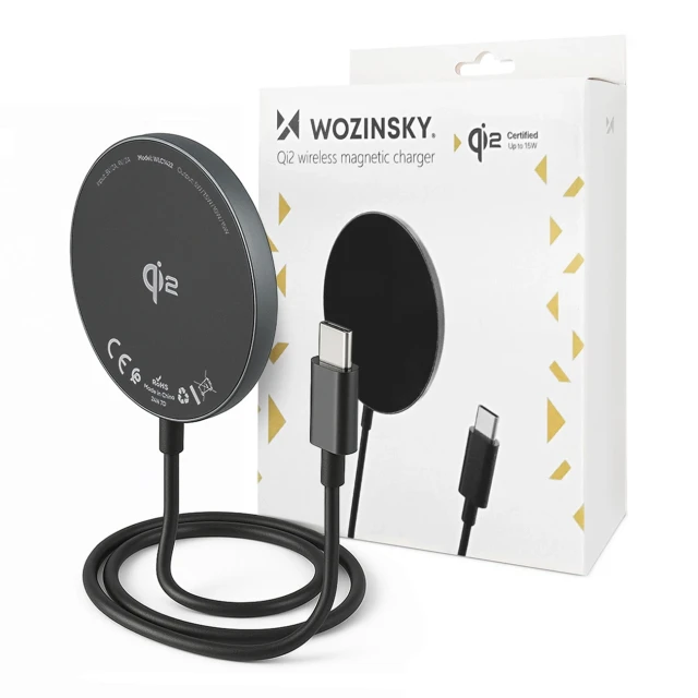 Бездротова зарядка Wozinsky 15W Qi2 Black (5907769367533)