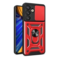 Чохол Hurtel Hybrid Armor Camshield з захистом камери та металевим кільцем для Samsung Galaxy S25 Red (5907769367779)