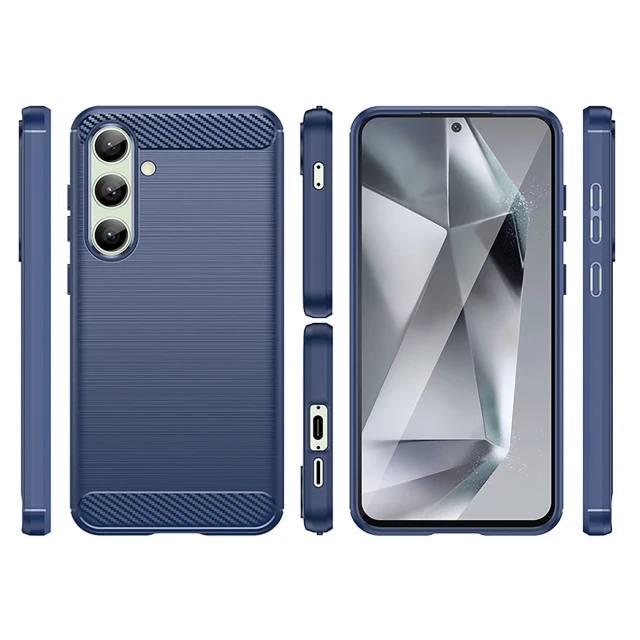 Чохол Hurtel Carbon Case для Samsung Galaxy S24 FE Blue (5907769368721)