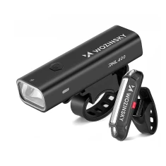 Набір велосипедних ліхтарів Wozinsky WSBLB2 передній (400 lm) і задній USB-C Black (5907769372452)