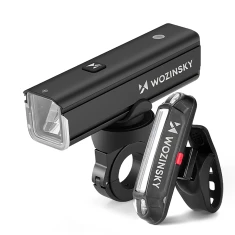 Набір велосипедних ліхтарів Wozinsky WSBLB3 передній (1000 lm) і задній USB-C Black (5907769372483)