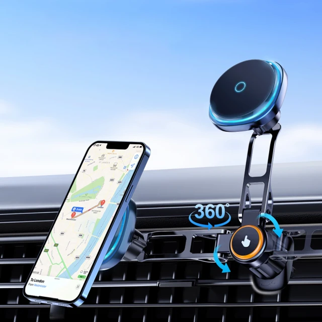 Автодержатель с функцией беспроводной зарядки Wozinsky 15W Black with MagSafe (WCT5-6S2Y)