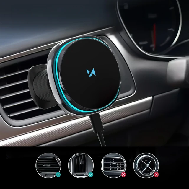 Автодержатель с функцией беспроводной зарядки Wozinsky 15W Black with MagSafe (WCT5-Q6S2Y)