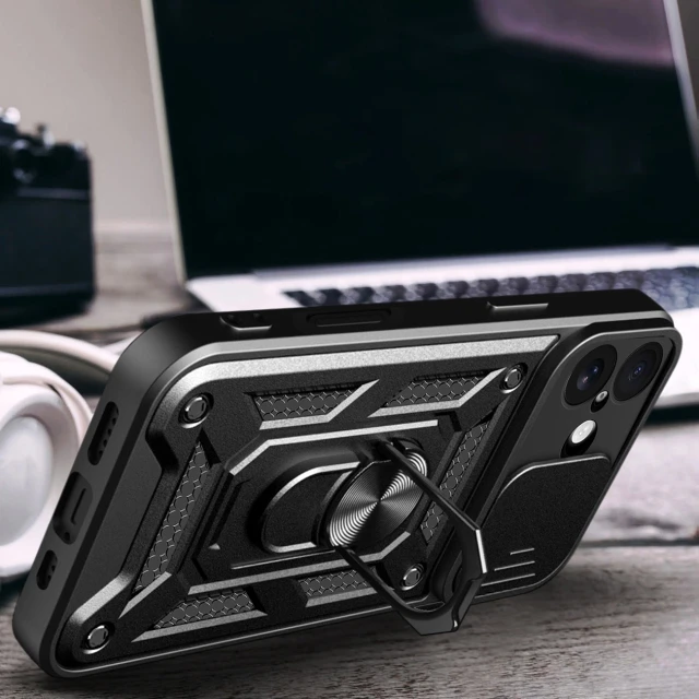 Чохол Hurtel Hybrid Armor Camshield для iPhone 17 Black (5907769379376)