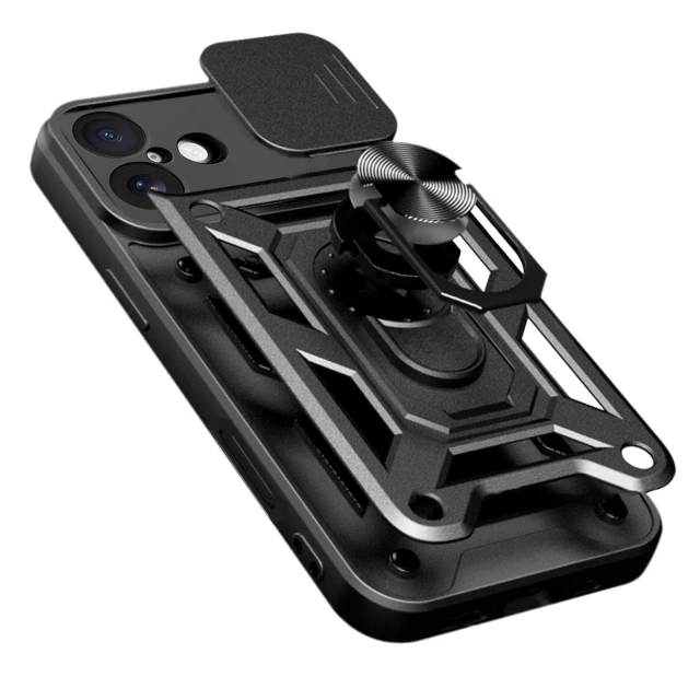 Чохол Hurtel Hybrid Armor Camshield для iPhone 17 Black (5907769379376)